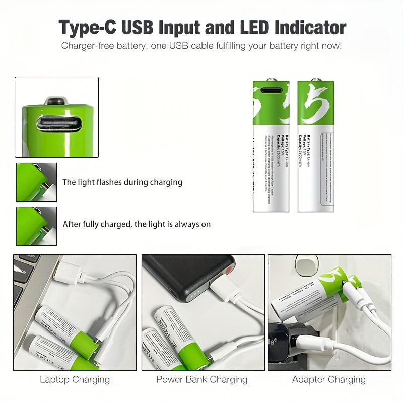 스마트 1.5V AA 2600mWh USB 충전식 리튬 - Modern Electronics Gadgets 리뷰 및 가격