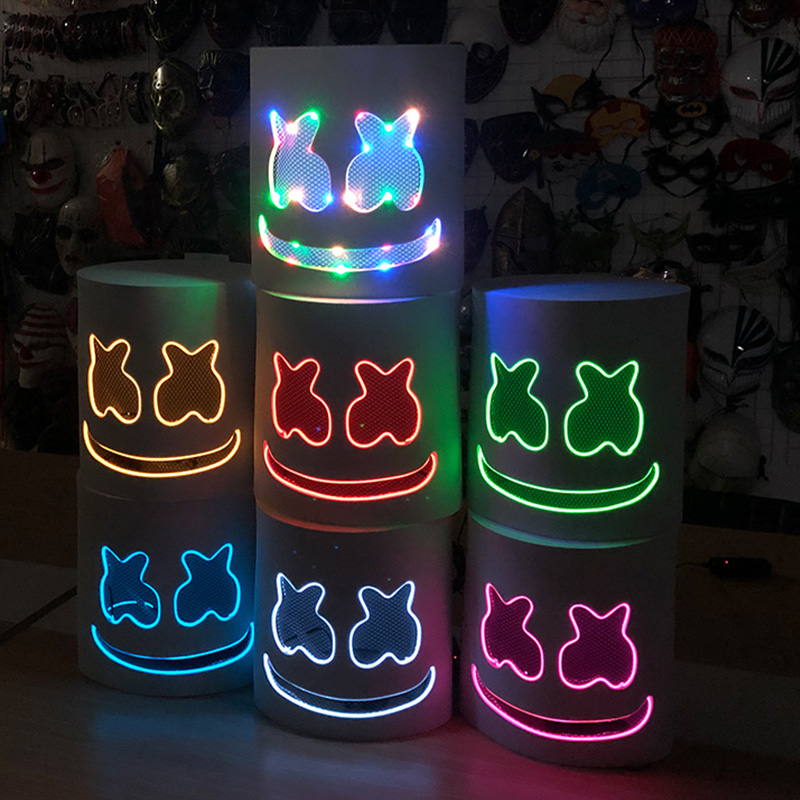 LED 라이트업 마스크와 장갑 DJ 마시멜로 헤드 헬멧 - Led Gloves Music 리뷰 및 가격