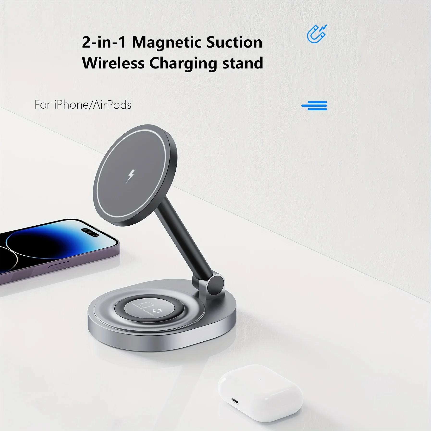 2 In 1 자기 무선 충전기 스탠드 패드 iPhone - Portable Wifi Hotspot 리뷰 및 가격