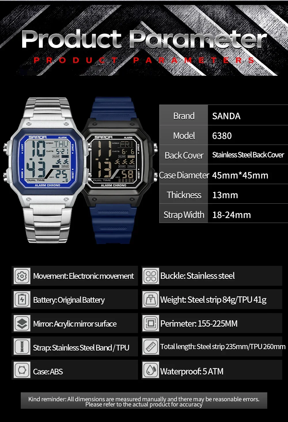 산다 6380 패션 전자시계 남성용 캘린더 야광 방수  - Electronics Gadgets For Men 리뷰 및 가격